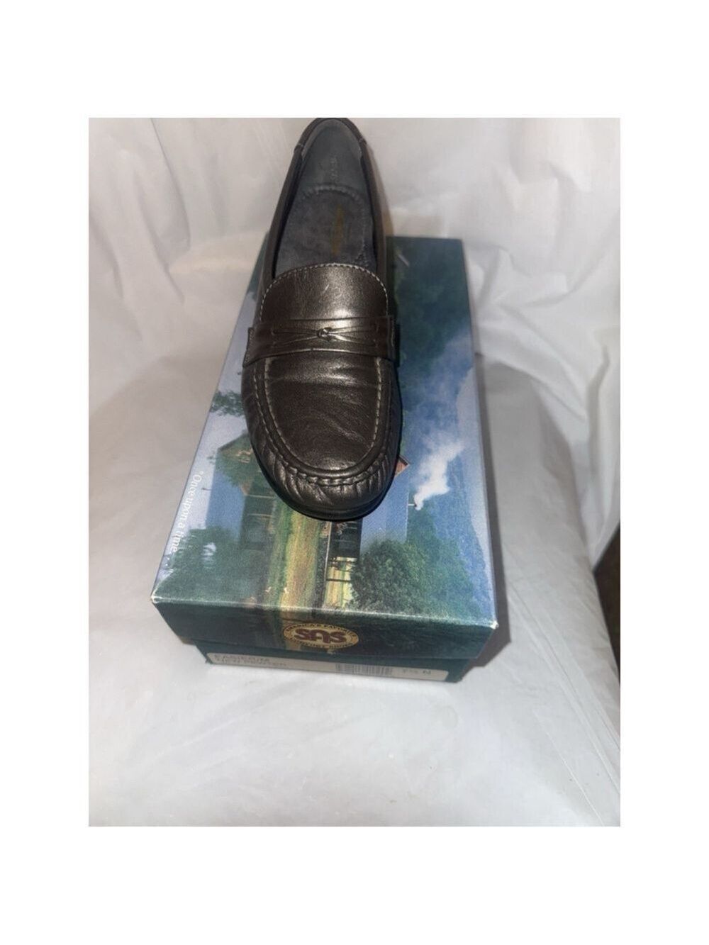 SAS PEWTER Leather Easier Slip On Loafer Shoe sz 7.5 N